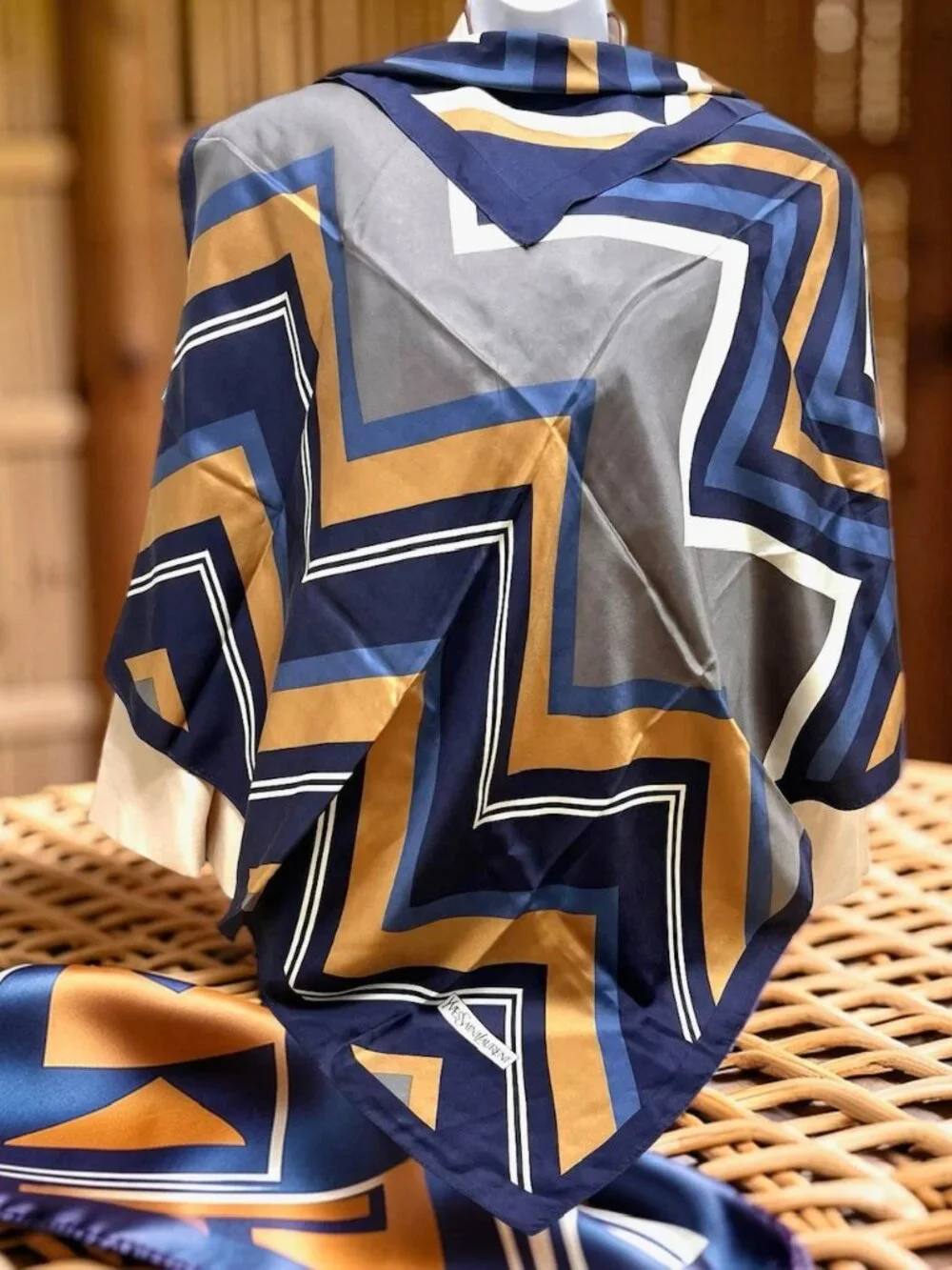 Yves Saint Laurent YSL  Silk Satin Scarf 34